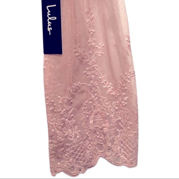 Lulu’s Blush Pink Dress with Lace Sleeves - Picture 8 of 10